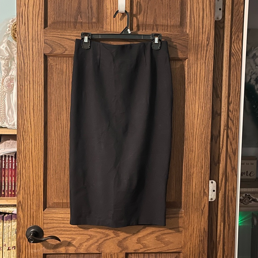 Black Midi Pencil Skirt for Work